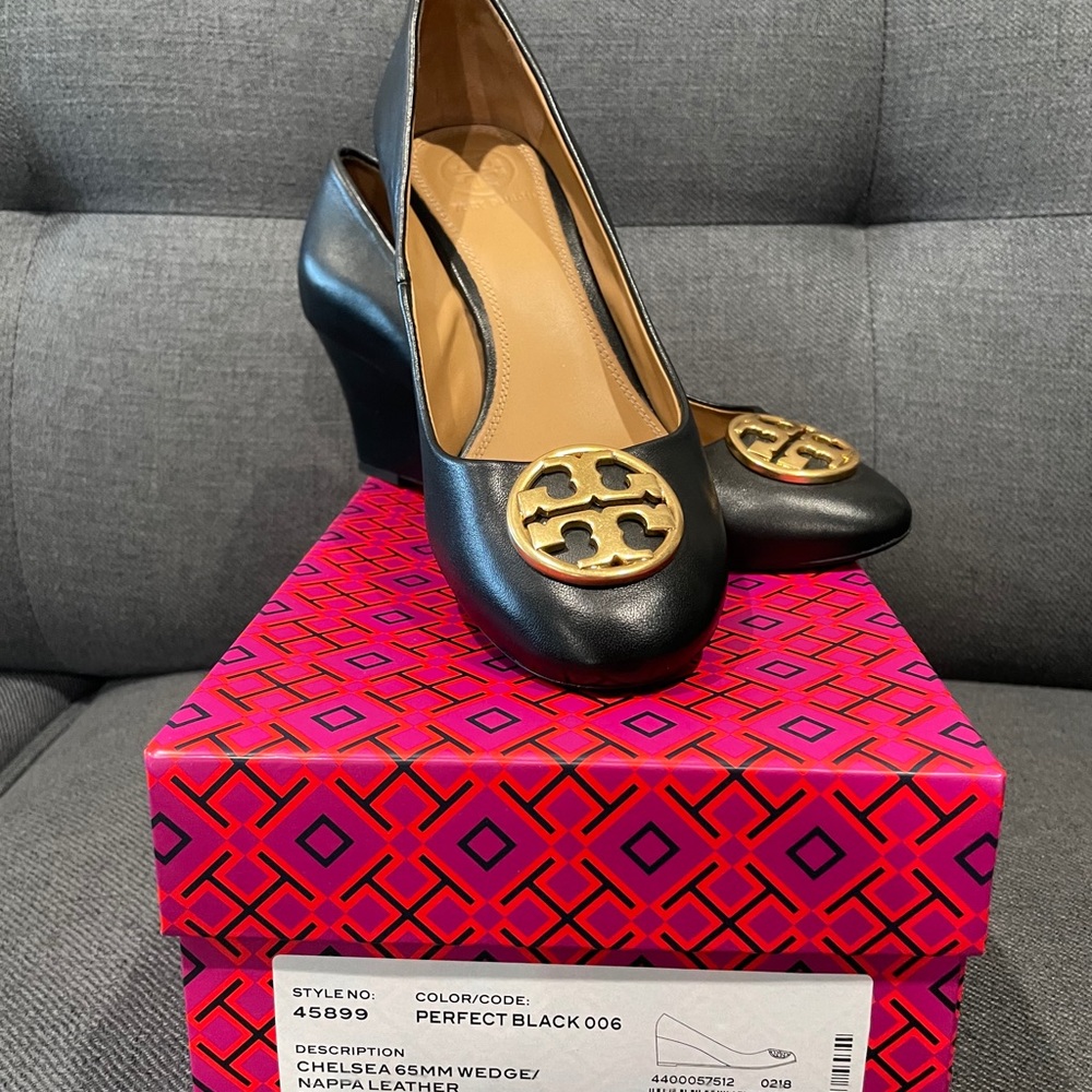 Tory Burch 65mm wedge Chelsea black leather